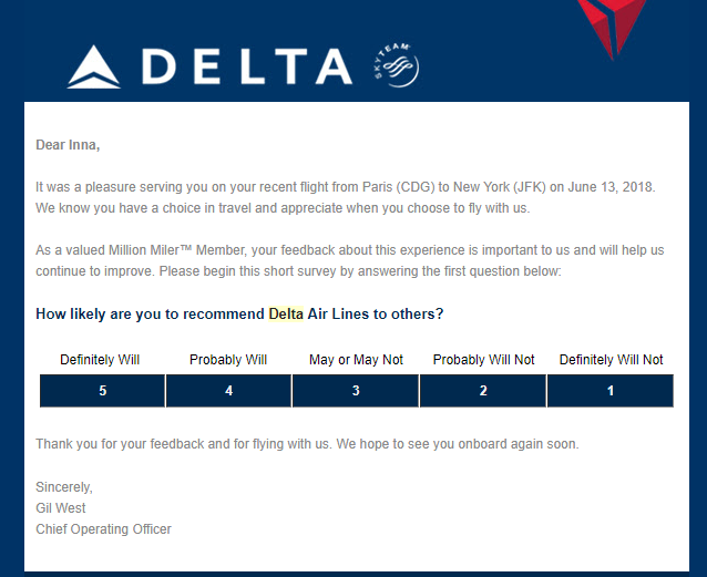 Delta Airlines feedback