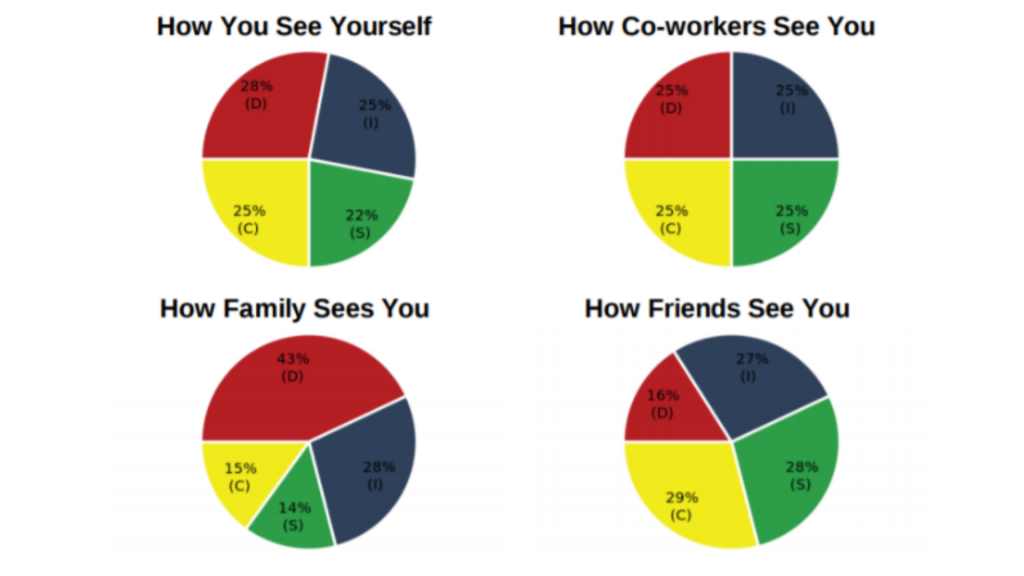 assessment report pie charts comparison