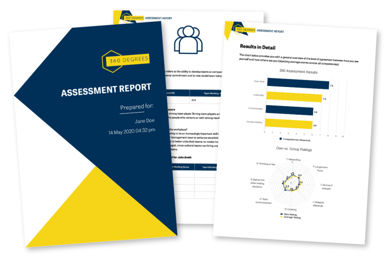 360 Assessment example report from Pointerpro's automatic PDF generator