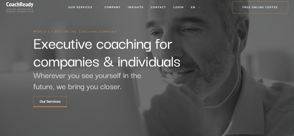 The website homepage of CoachReady