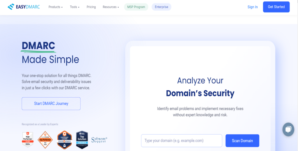 EasyDmarc webpage screenshot