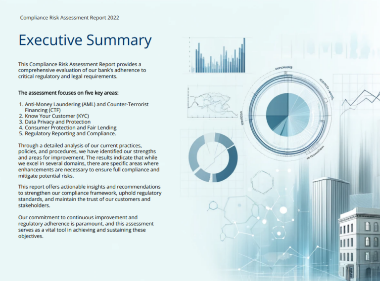 Executive summary page in a report