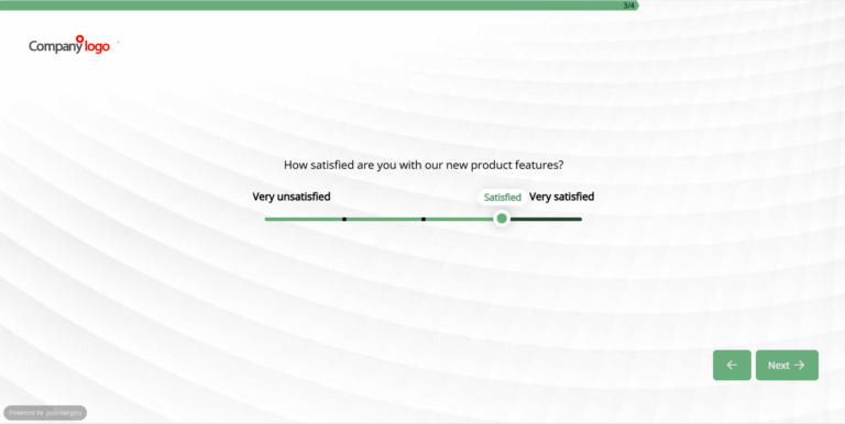 Poll question made in the Pointerpro tool that asks "How satisfied are you with our new product features?"