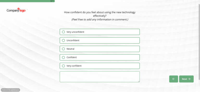 A digital questionnaire used to take meeting notes